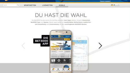 Bet3000 App für iPhone und Android