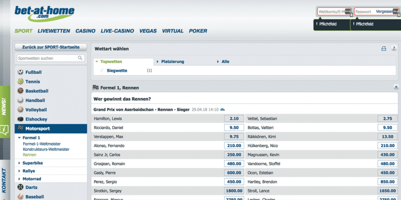 bet at home formel1 wetten