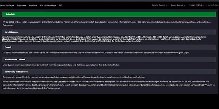 Bet90 Sicherheit
