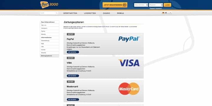 Bet3000 Zahlungsmöglichkeiten Bet3000 Zahlungsmöglichkeiten
