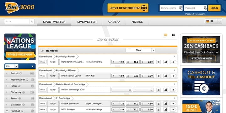 Bet3000 Handball Wetten