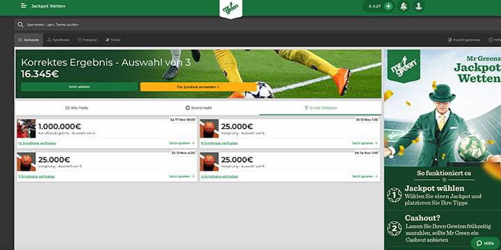 Mr. Green Jackpot Wetten Mr. Green Jackpot Wetten
