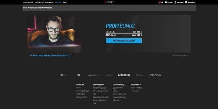 Neo.bet Profi Bonus Neo.bet Profi Bonus