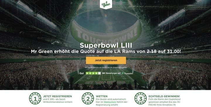 Super Bowl Wetten mit Top Quote und 100 Euro Bonus Super Bowl Wetten mit Top Quote und 100 Euro Bonus