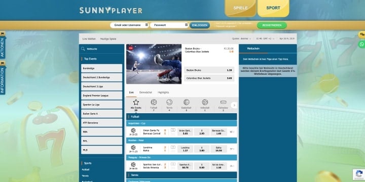 Sunnyplayer Sportwetten