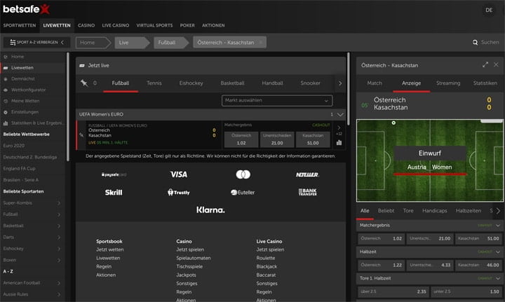 Betsafe Live Wette