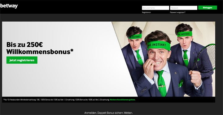 Betway 250€ Exklusiv Bonus