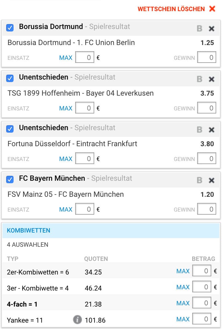 Lucky 15 Wetten