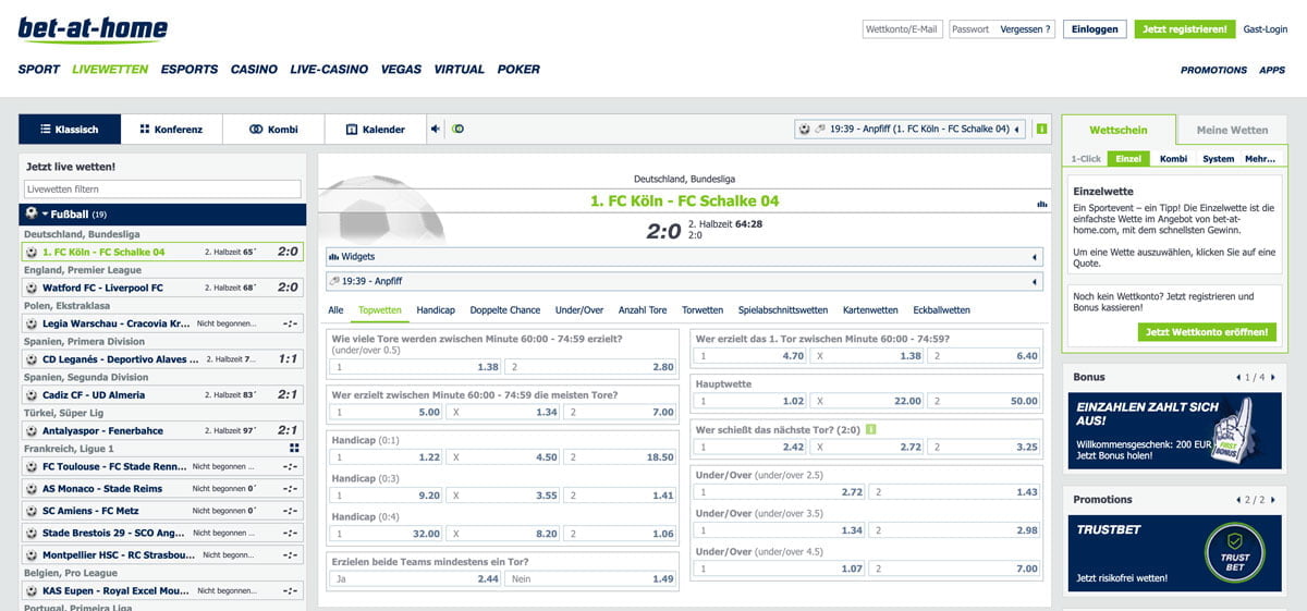 Bet at Home Live Wetten