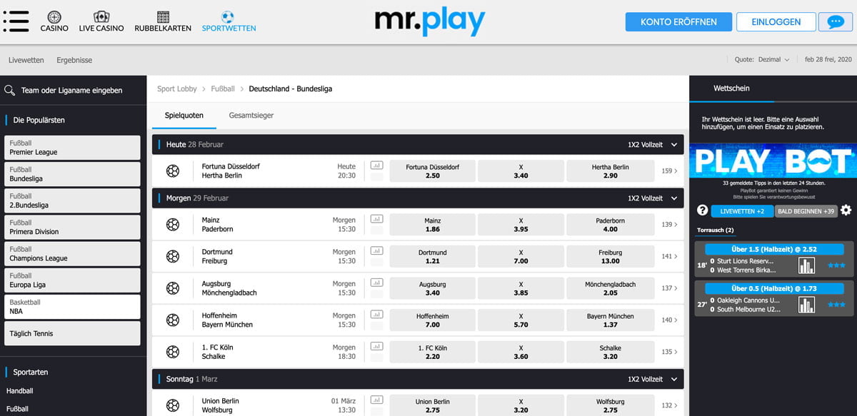 Mr. Play Bundesliga Wetten
