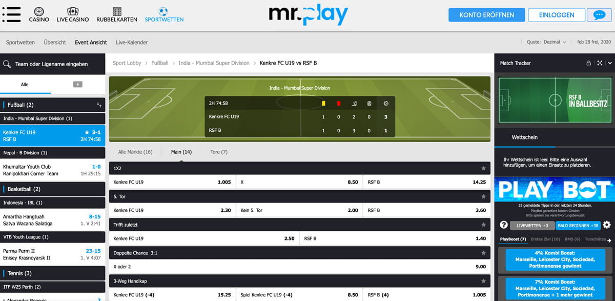 Mr Play Live Wetten