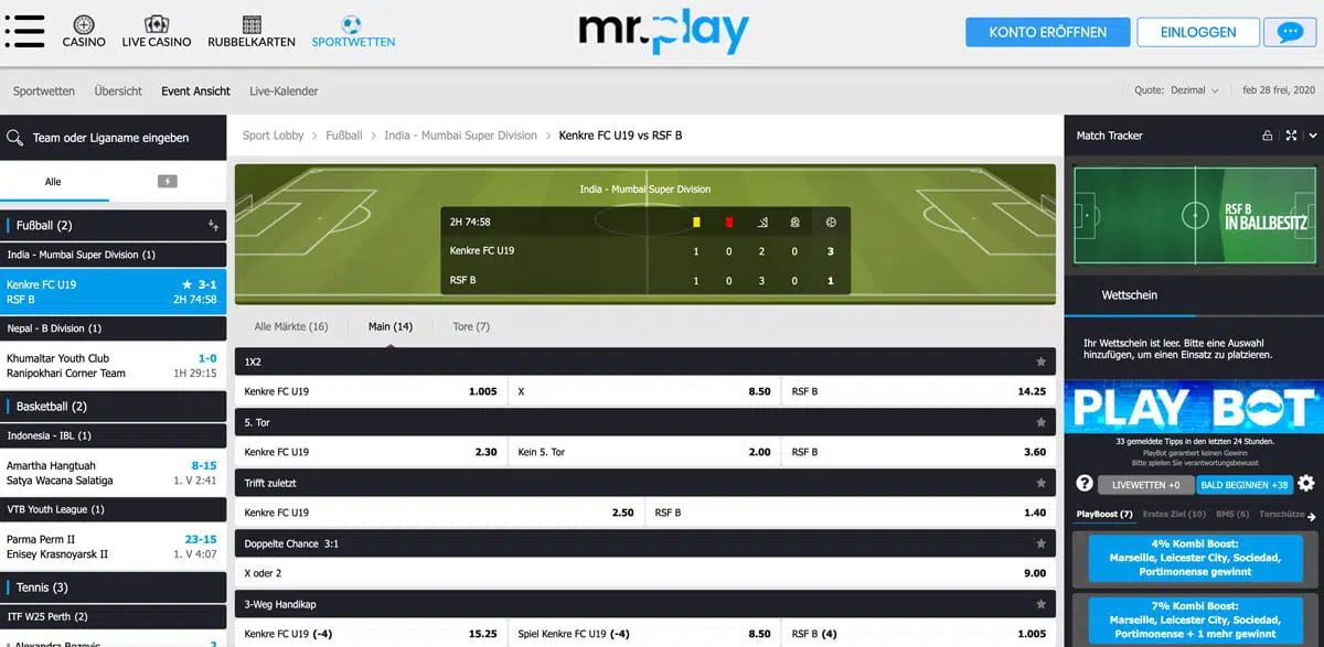 Mr Play Live Wetten