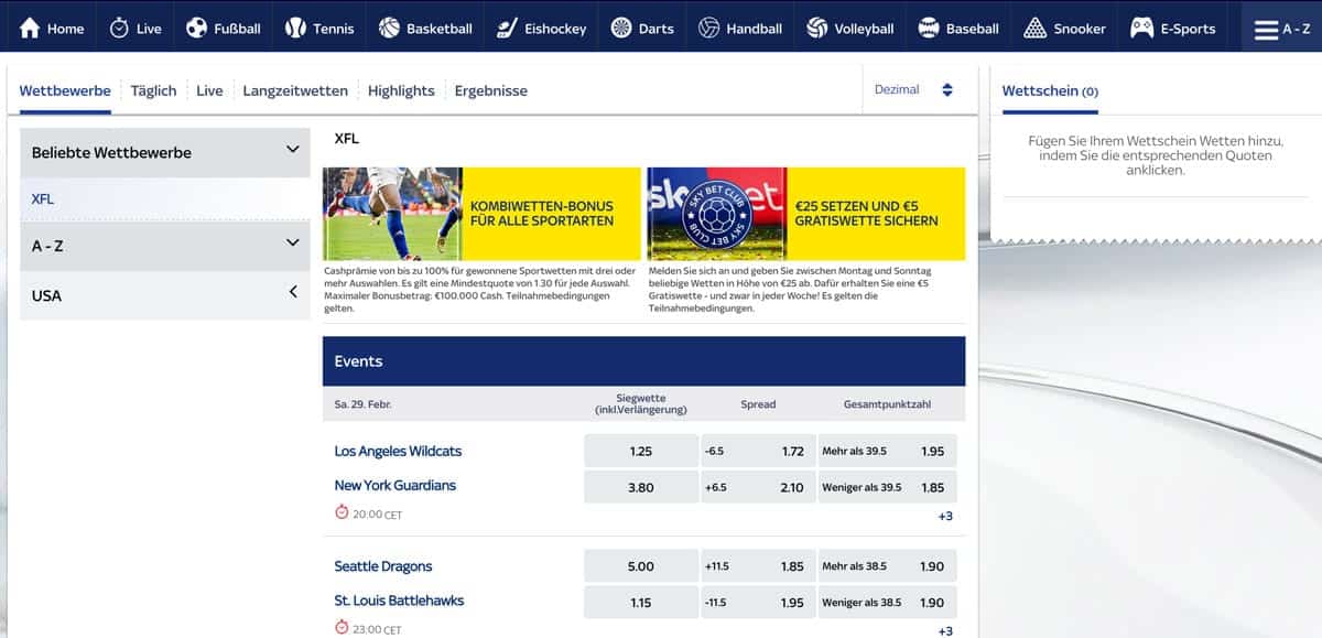Skybet Football Wetten