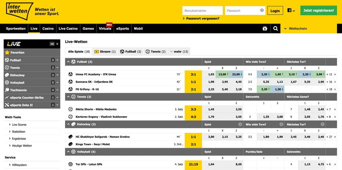 Interwetten Live Wetten