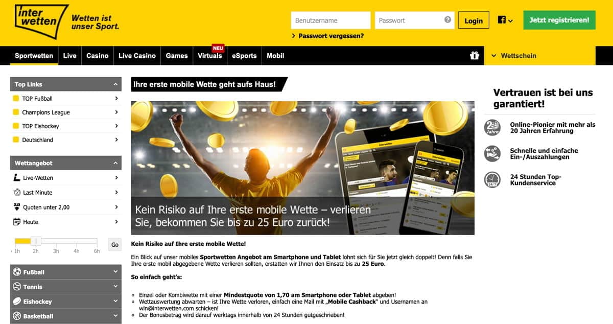 Interwetten mobile Cashback