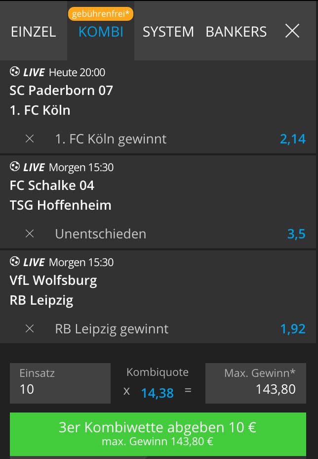 NEO.bet Steuerfreie Kombiwetten