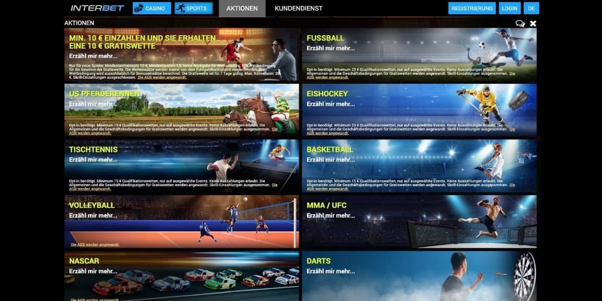 Interbet Aktionen