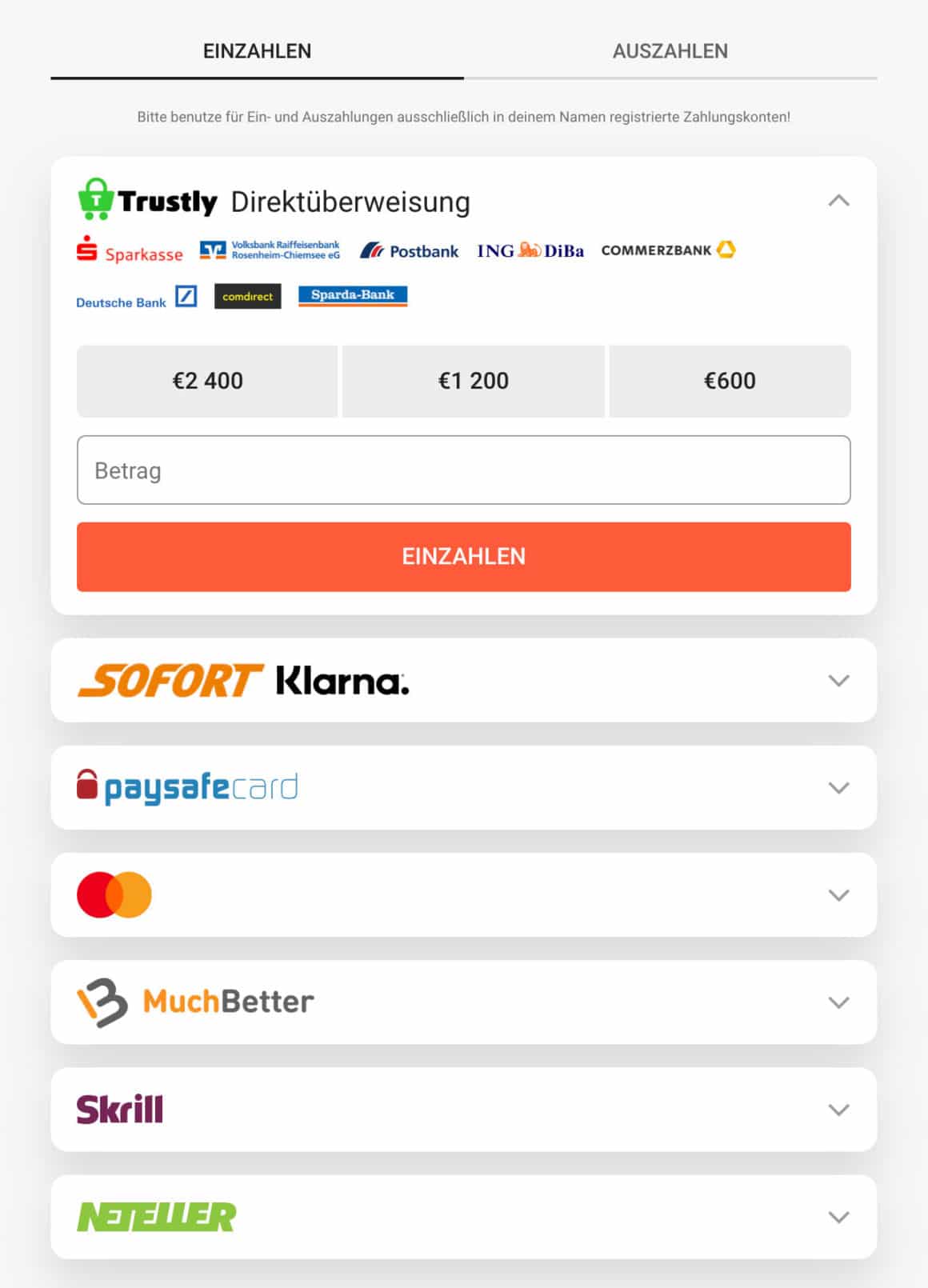 LeoVegas Sportwetten Zahlungen