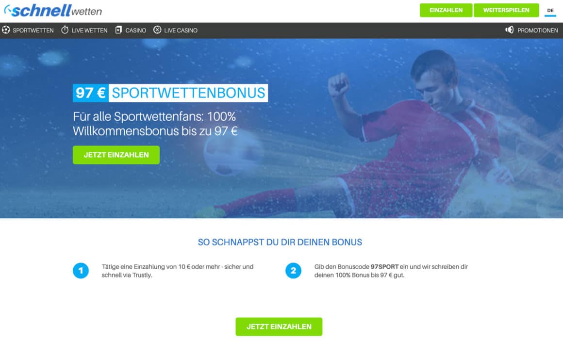 Schnellwetten Sportwetten Bonus