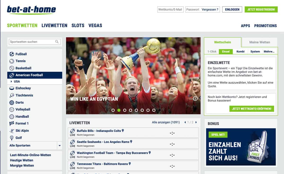 Bet at Home NFL Wetten