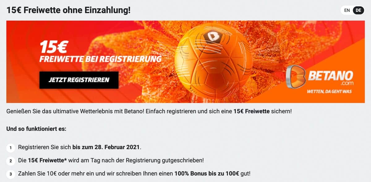 Sportwetten Gratiswette erhalten