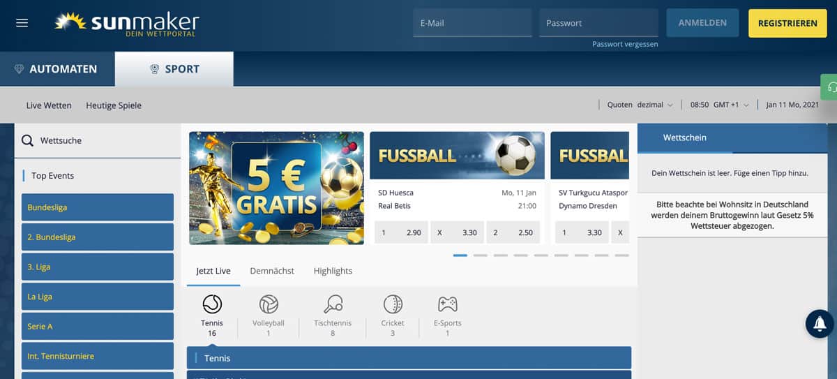 Sunmaker Sportwetten