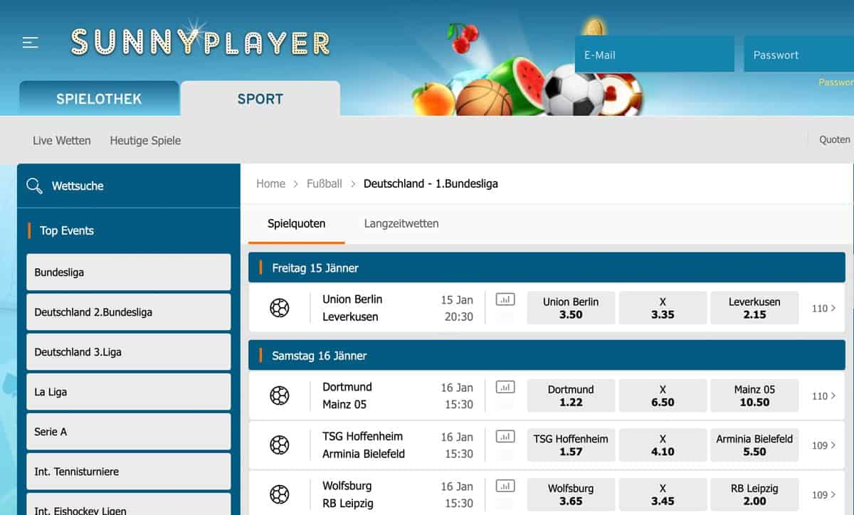 Sunnyplayer Bundesliga Wetten