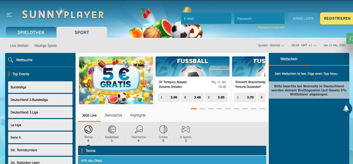 Sunnyplayer Sportwetten