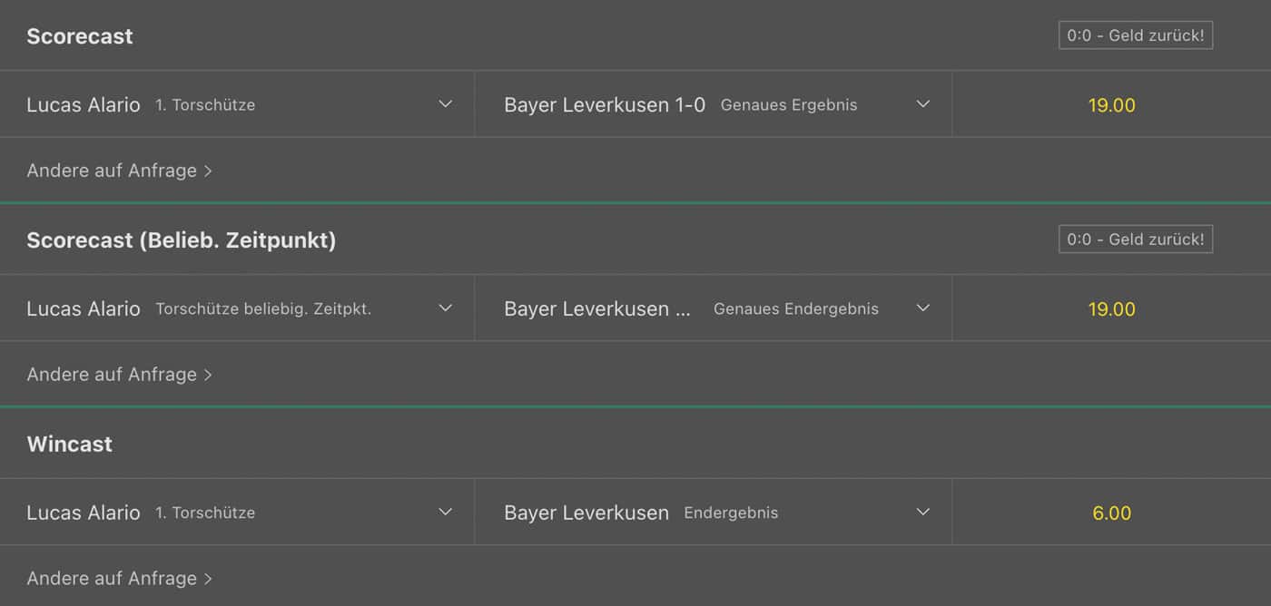Wincast und Scorecast Wetten