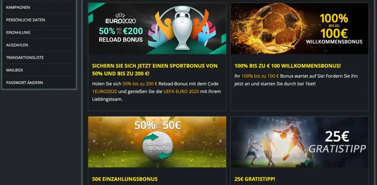 1Bet Bonus Aktionen
