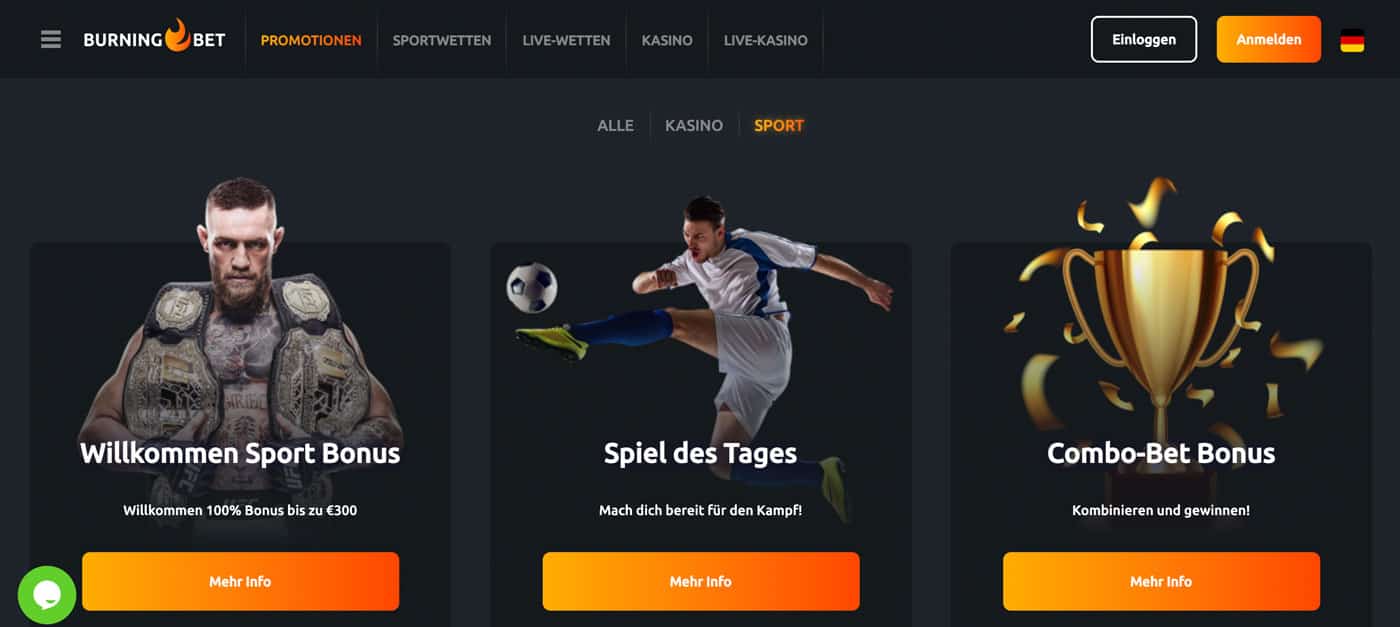 BurningBet Bonus Aktionen