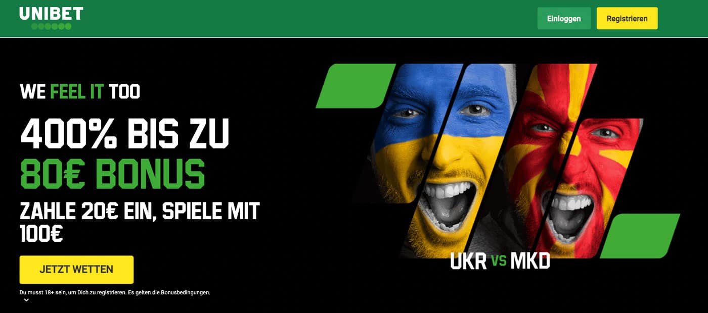 Ukraine - Nordmazedonien Wetten Bonus Quoten