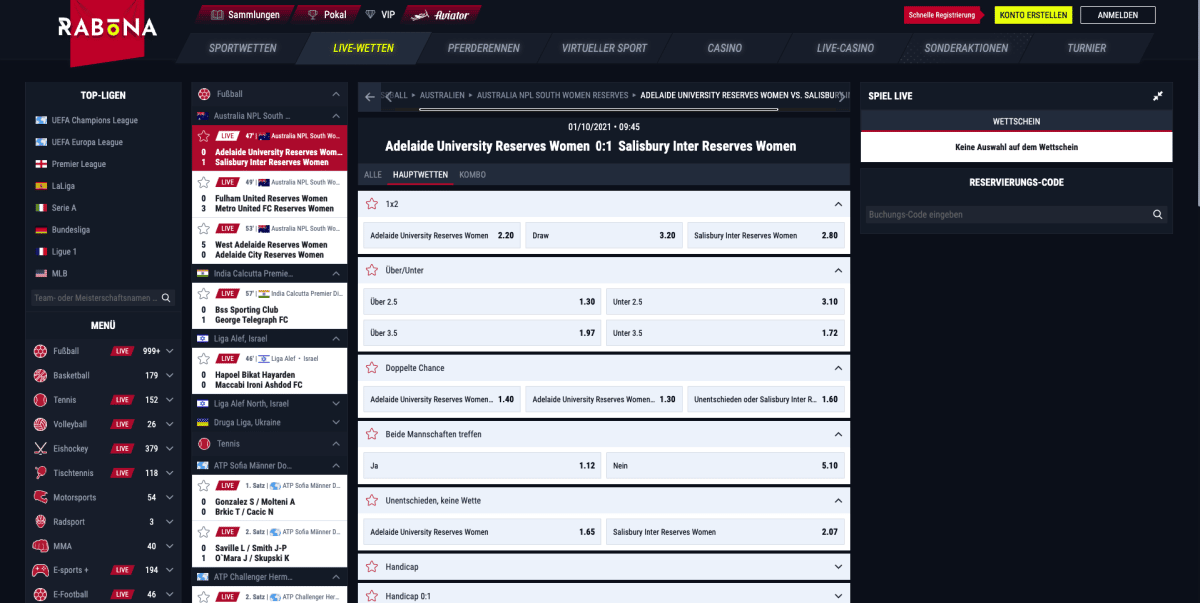 Rabona live wetten