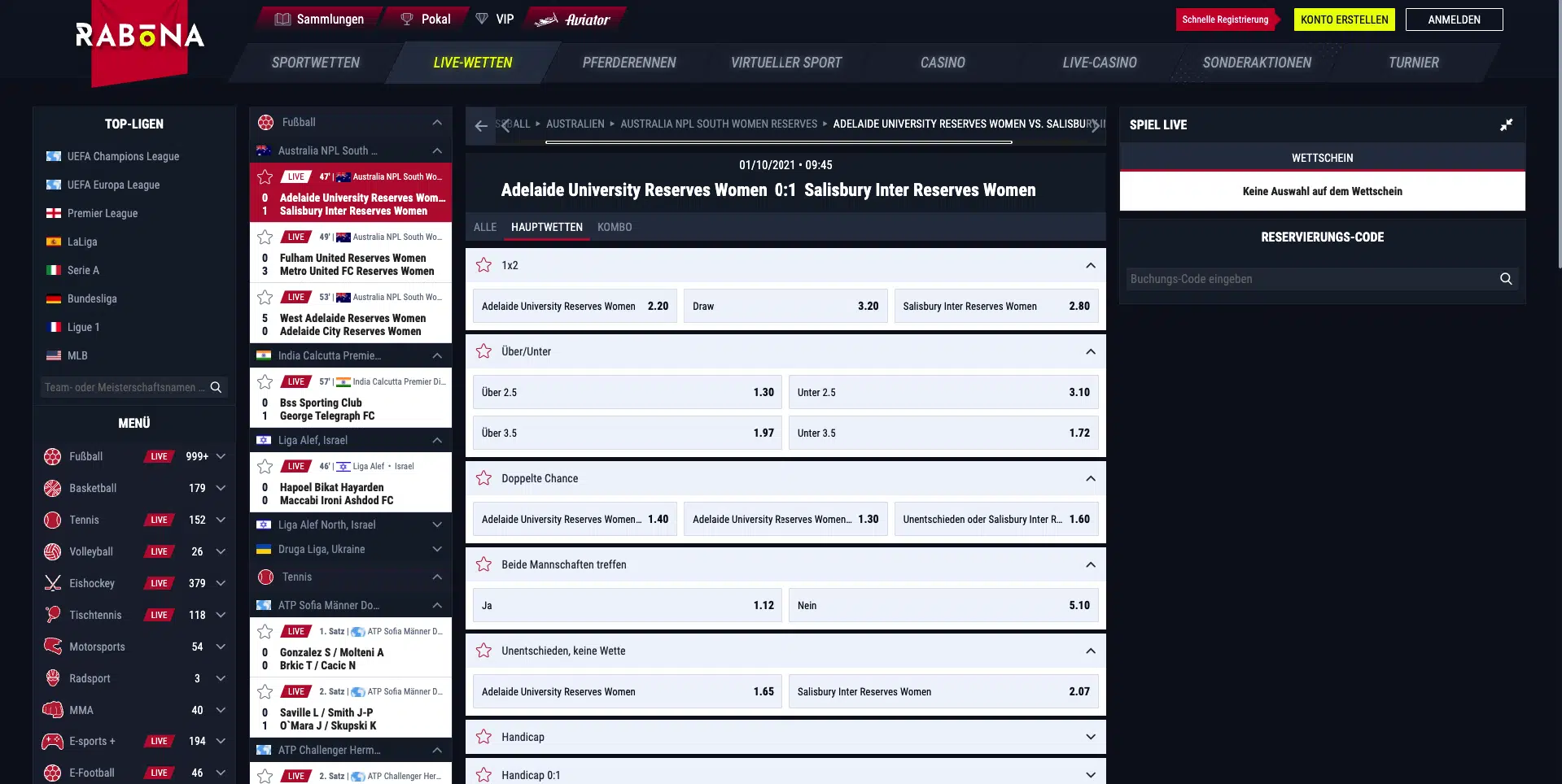 Rabona live wetten
