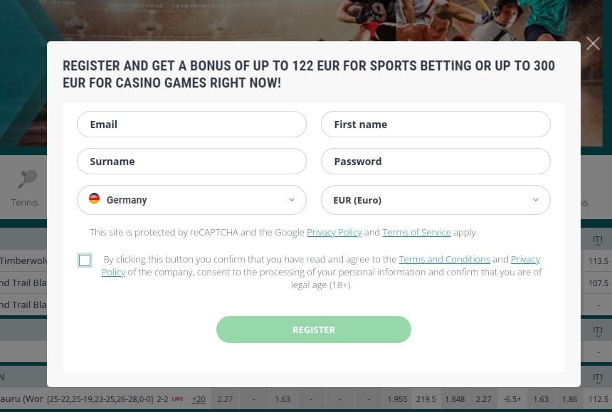 22bet-registrierung