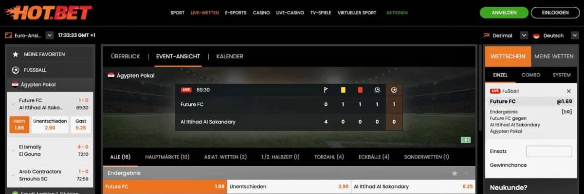 Hotbet Wetten frontpage