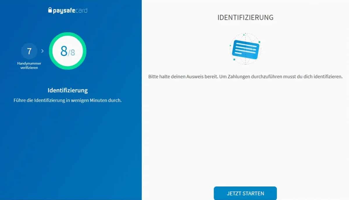 PaysafeCard Online-Identifikationsverfahren