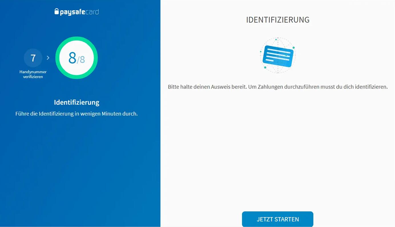 Paysafecard-Registrierung