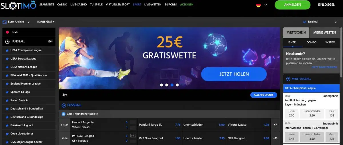 Slotimo Sportwetten ohne Oasis