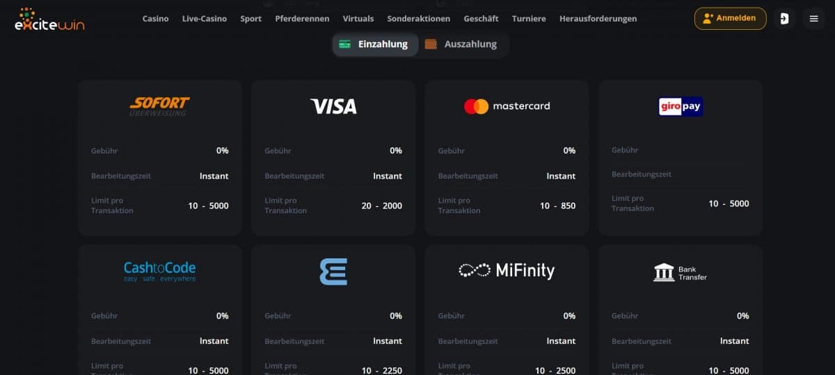 excitewin-einzahlung