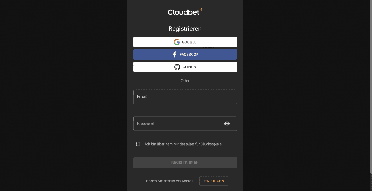 Cloudbet Anmeldung