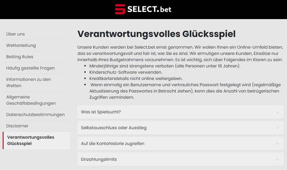 select spielerschutz