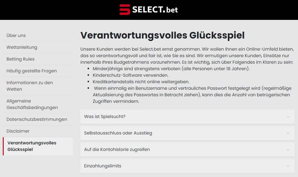 select spielerschutz