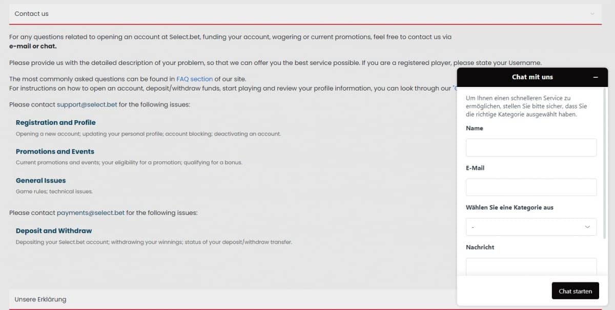 selectbet kontakt