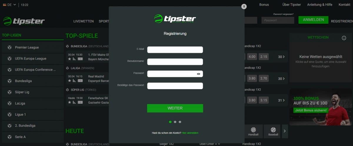 tipster anmeldung 2