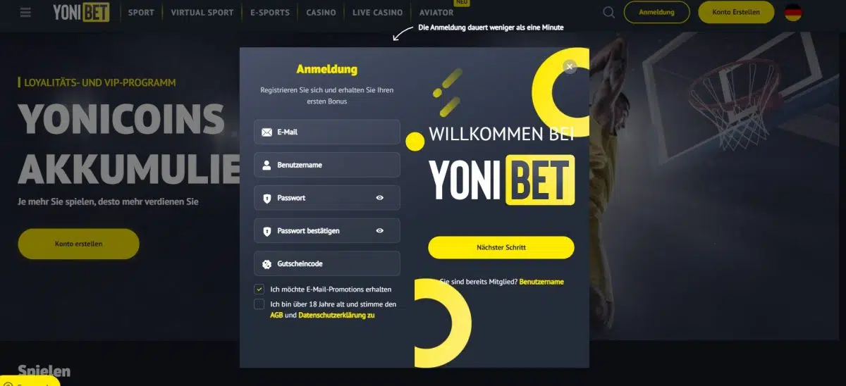 yonibet anmeldung
