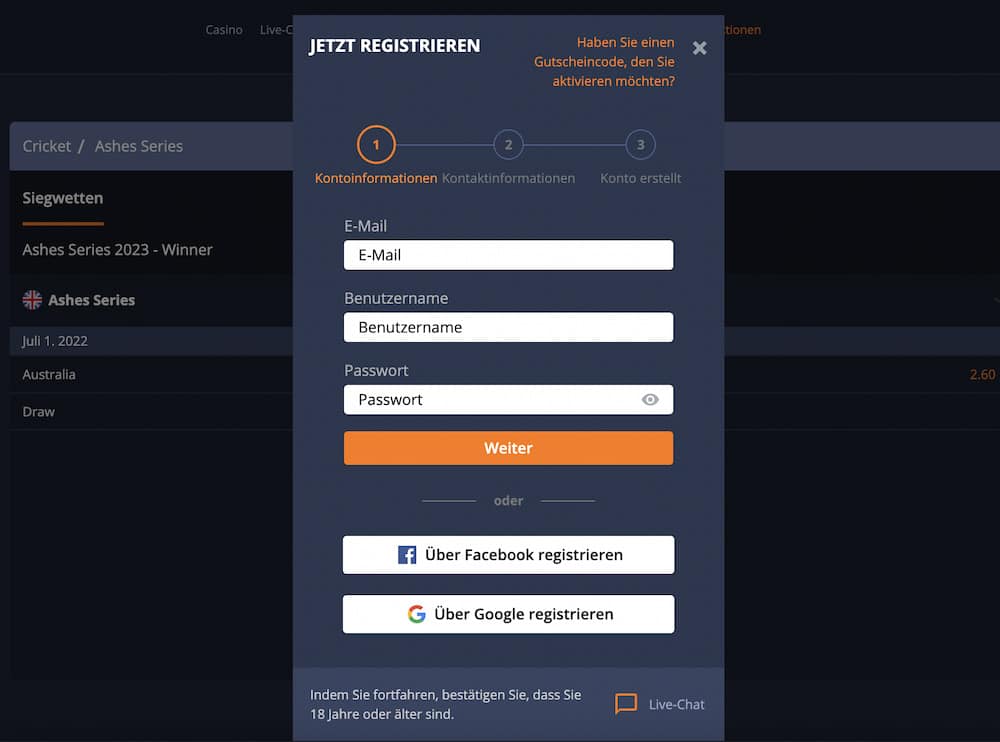 Cashalot Anmeldung