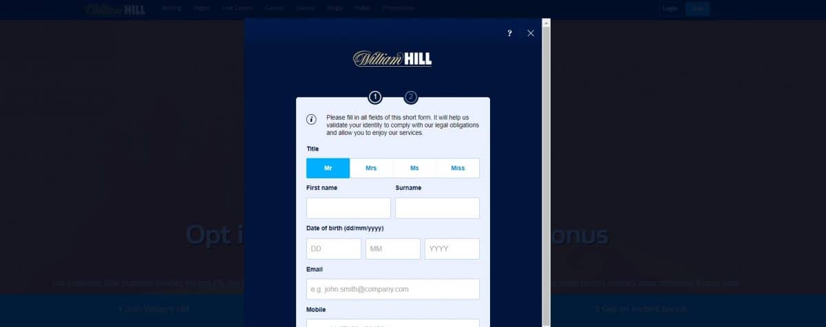 willliam hill anmeldung