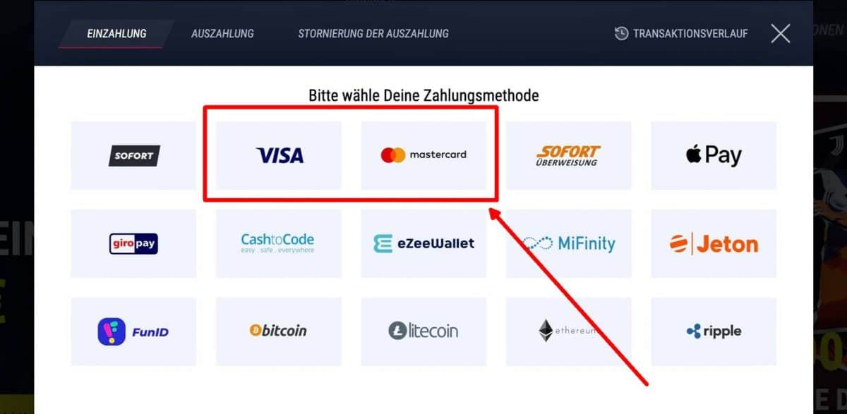 Rabona kreditkarte zahlung