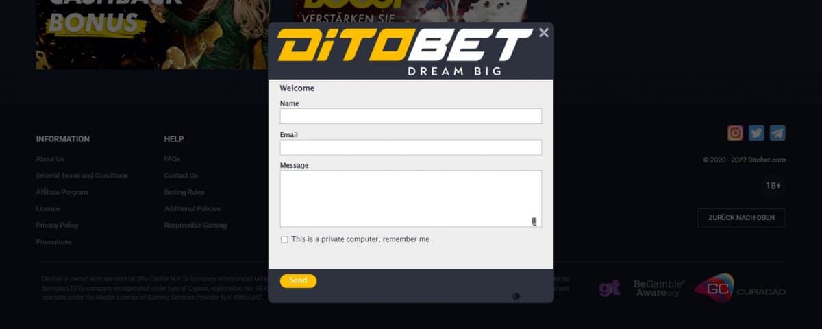 ditobet support